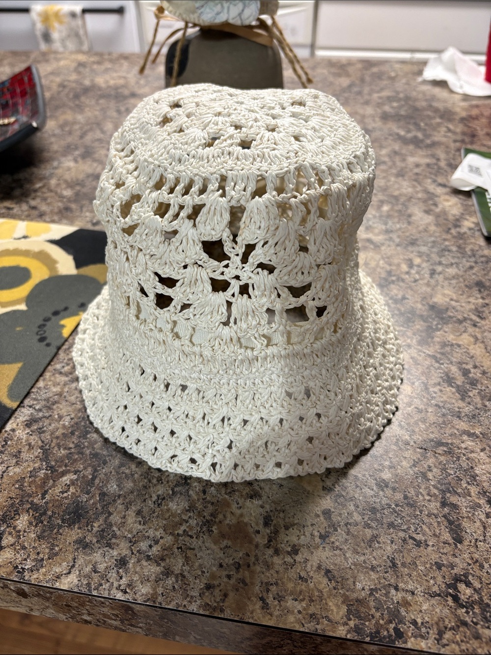 Peter Grimm Cream Crochet Bucket Hat